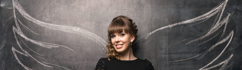 angel with chalkboard wings
